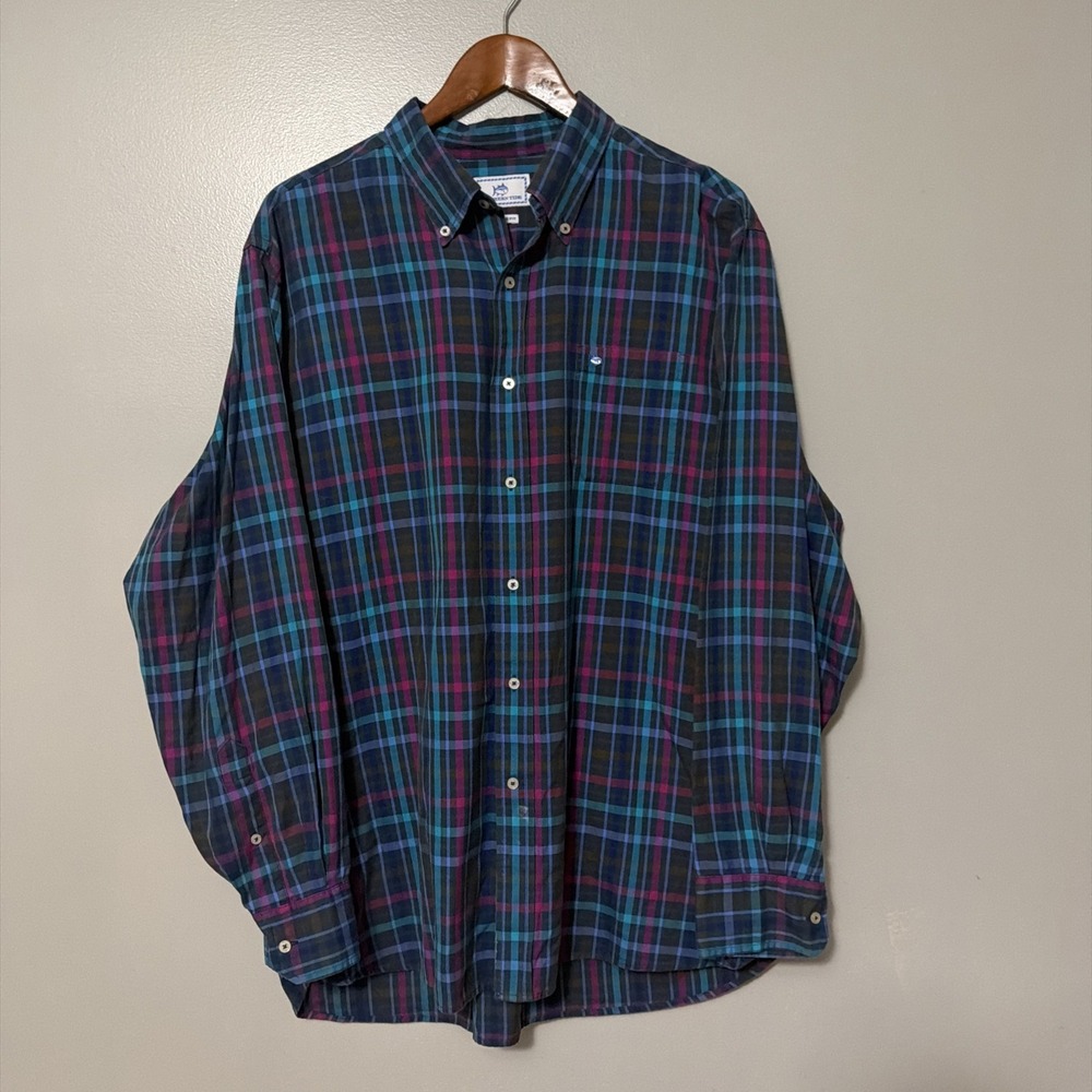 Southern Tide Shirt Mens XL Plaid Classic Fit Long Sleeve Collared Button Down